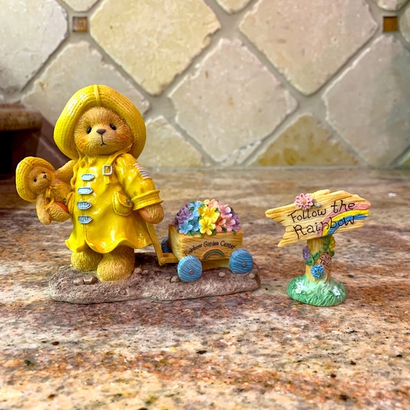 Cherished Teddies Other - Cherished Teddies Joyce Ceramic Figurine Bear Yellow Raincoat 1997 Vintage 4”
